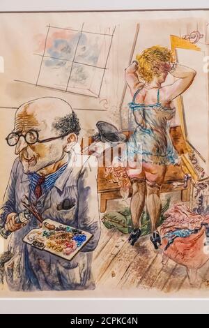 Peinture intitulée 'Self-Portrait avec modèle dans le studio' (Selbstbildnis mit Modell im atelier) par George Grosz en date du 1930 Banque D'Images