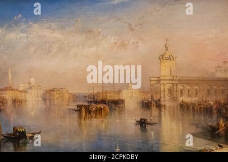 Peinture intitulée "The Dogano, San Giorgio, Citella, from the Steps of the Europa" par JMW Turner en date de 1842 Banque D'Images