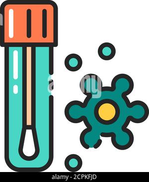 Tube de laboratoire avec icône de couleur de test de salive. Vérifier le coronavirus de la maladie. Soins de santé. Pictogramme pour page Web, application mobile, Promo. Contour modifiable Illustration de Vecteur
