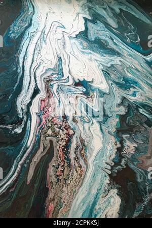 Encre, peinture, abstrait. Gros plan de la peinture. Fond coloré de peinture abstraite. Peinture à l'huile très texturée. Détails de haute qualité. Encre alcool mod Banque D'Images