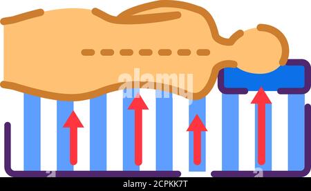 Icône de couleur de la ligne de matelas orthopédique en mousse à mémoire de forme. Concept de position de sommeil correcte. Inscrivez-vous pour accéder à la page Web, à l'application mobile, au bouton et au logo. Illustration de Vecteur