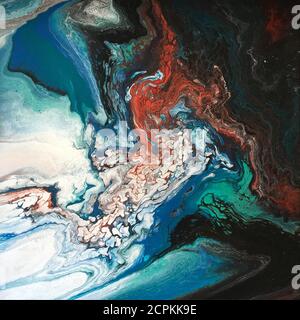 Encre, peinture, abstrait. Gros plan de la peinture. Fond coloré de peinture abstraite. Peinture à l'huile très texturée. Détails de haute qualité. Encre alcool mod Banque D'Images