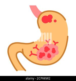 Icône de couleur de la ligne de cancer de l'estomac. Concept d'organe humain. Néoplasme malin. Inscrivez-vous pour accéder à la page Web, à l'application mobile, au bouton et au logo. Elément vectoriel isolé Illustration de Vecteur