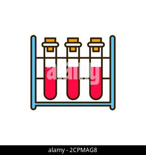 Icône de la ligne de couleur du test sanguin immunologique. Concept médical et scientifique. Diagnostics de laboratoire. Pictogramme pour le Web, l'application mobile, la promotion. Conception UI UX Illustration de Vecteur
