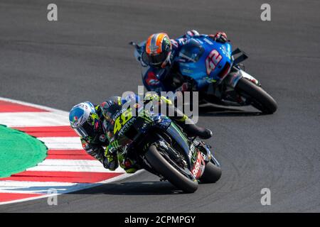 Misano Adriatico, Italie. misano 2020 adriatico, Italie, Misano Marco Simoncelli World circuit, 19 septembre 2020, VALENTINO ROSSI - MONSTER ENERGY YAMAHA MotoGP et ALEX RINS - TEAM SUZUKI ECSTAR lors du Grand Prix de Saint-Marin et Riviera di Rimini - pratique libre 4 et Q - Championnat du monde MotoGP - Credit: LM/Alessio Marini crédit: Alessio Marini/LPS/ZUMA Wire/Alay Live News Banque D'Images