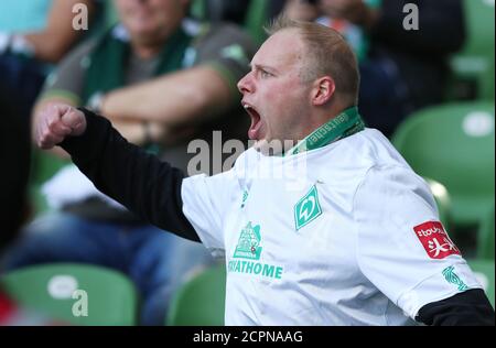 Ville de Brême, Allemagne. 19 septembre 2020. Firo: 19.09.2020 Fuvuball, Soccer 1. Bundesliga, saison 2020/2021 SVW SV Werder Bremen - Hertha BSC ventilateur de Berlin, fans, courbe de ventilateur, humeur, drapeau, foulards, | usage dans le monde crédit: dpa/Alay Live News Banque D'Images