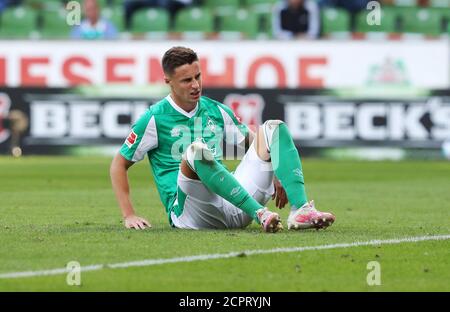 Ville de Brême, Allemagne. 19 septembre 2020. Firo: 19.09.2020 football, football 1. Bundesliga, saison 2020/2021 SVW SV Werder Bremen - Hertha BSC Berlin Enttauschung, déçu, Enttaeuschung, déçu, insatisfait, Werder Marco Friedl, | usage dans le monde crédit: dpa/Alay Live News Banque D'Images