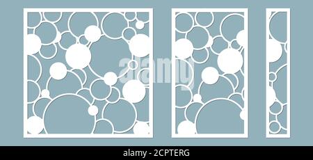 Illustration vectorielle. Panneaux décoratifs lignes, cercles, boules, découpe au laser panneau en bois coupé Illustration de Vecteur