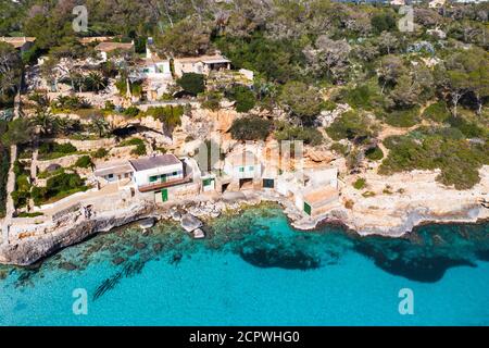 Bateaux, Cala Llombards, près de Santanyí, région de Migjorn, Majorque, Iles Baléares, Espagne Banque D'Images