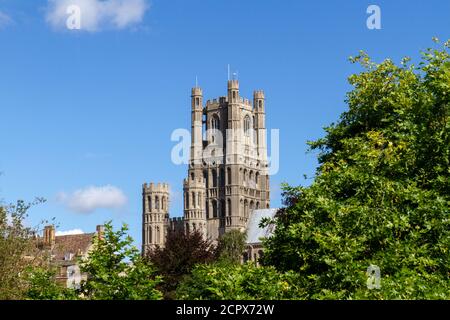 Cathédrale d'Ely vue depuis Cherry Hill Park, Ely, Cambridgeshire, Royaume-Uni. Banque D'Images