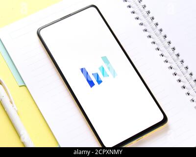 Assam, inde - 12 septembre 2020 : logo Byte dance sur l'écran du téléphone. Banque D'Images