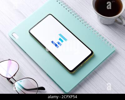 Assam, inde - 12 septembre 2020 : logo Byte dance sur l'écran du téléphone. Banque D'Images