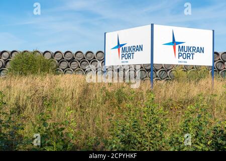 Allemagne. Rügen , Port Mukran, 17 septembre 2020. Port de Mukran, près de Sassnitz sur l'île de Rugen le 17 septembre 2020. Pipeline Nordstream 2 Banque D'Images