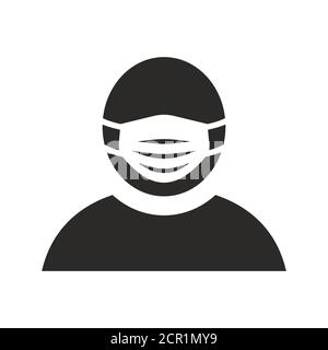 Homme portant une icône de masque médical. Icône vectorielle isolée sur fond blanc. Illustration de Vecteur
