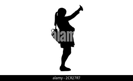 Bonne jeune femme enceinte prenant selfie, Alpha Channel Banque D'Images