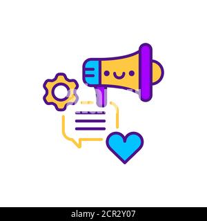 Icône de couleur de ligne des outils SMM. Service de promotion. Inscrivez-vous pour accéder à la page Web, à l'application mobile, au bouton et au logo. Elément vectoriel isolé. Contour modifiable. Illustration de Vecteur