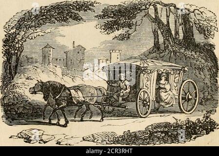 . Les routes et chemins de fer, les véhicules, et les modes de déplacement, des pays anciens et modernes; avec des comptes de ponts, tunnels et canaux, dans diverses parties du monde . Phaeton anglais du EI.^hteentb siècle. La coupe annexée représente le Phaeton anglais au début du siècle dernier. La forme et la commodité des véhicules dépendent autant de la nature du pays qu'ils parcourent, que de l'intelligence de la nation qui les utilise ; et ces deux circonstances combinées, donnent une grande diversité aux modes de déplacement par les différentes nations.l'annexe représente un Banque D'Images