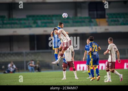 Vérone, Italie. 19 septembre 2020. Verona, Italie, 19 septembre 2020, en-tête photo d'Ibanez Roger COMME Roma pendant Hellas Verona vs Roma - italien Serie A football Match - Credit: LM/Alessio Marini crédit: Alessio Marini/LPS/ZUMA Wire/Alay Live News Banque D'Images