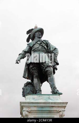 Statue du roi de Suède Gustav II Adolphus de Bengt Erland Fogelberg (1786-1854) erra en 1854 sur la place Gustav Adolfs à Göteborg. Banque D'Images