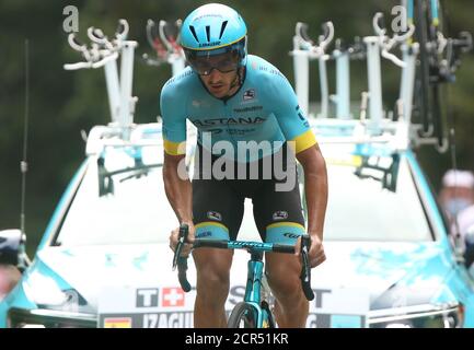 Plancher-les-Mines, France. 19 septembre 2020. Gorka Izaguirre Insausti d'Astana Pro Cyclisme pendant le Tour de France 2020, course cycliste étape 20, temps d'essai, Lure - la Planche des belles filles (36,2 km) le 19 septembre 2020 à Plancher-les-Mines, France - photo Laurent Lairys / DPPI crédit: Laurent Lairys / Agence Locafoshotos / Alamy Live News Banque D'Images