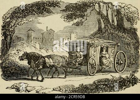 . Les routes et chemins de fer, les véhicules, et les modes de déplacement, des pays anciens et modernes; avec des comptes de ponts, tunnels, et canaux, dans diverses parties du monde .. . Phaeton anglais cf le dix-huitième siècle. La coupe annexée représente le Phaeton anglais au début du siècle dernier. La forme et la commodité des véhicules dépendent autant de la nature du pays qu'ils parcourent, que de l'intelligence de la nation qui les utilise ; et ces deux circonstances combinées donnent une grande diversité aux modes de déplacement par les différentes nations Banque D'Images