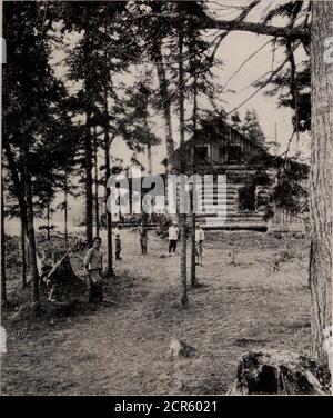 . Les terrains de jeux du Canada; un court traité sur les centres touristiques, de pêche et de chasse accessibles par le réseau de chemin de fer de Grand Trunk . e les territoires les plus attrayants pour la vie dans les wilds sans tram et où il existe encore une magnifique nature sauvage hors terre et paysages aquatiques, forêts, montagnes et rivières, lacs et ruisseaux, qui teem avec le plus gamin des poissons, et dont la forestsabound avec de nombreuses espèces de grands gibier et d'oiseaux de jeu. Parmi les principaux districts qui font appel à l'amant hors-de-portes, l'Ontario a les localités les plus attrayantes, et les plus populaires dans cette province sont en train de s'améliorer Banque D'Images