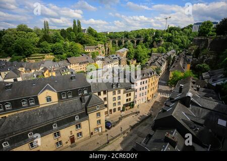 Ville basse de Grund, ville de Luxembourg, Grand-Duché de Luxembourg, Europe Banque D'Images