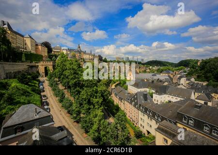 Ville basse de Grund, ville de Luxembourg, Grand-Duché de Luxembourg, Europe Banque D'Images