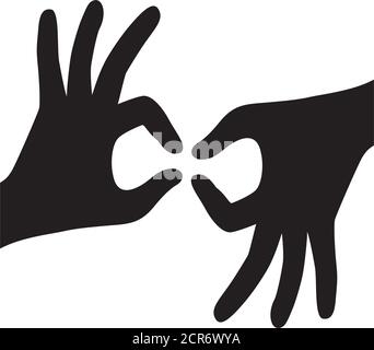 icône de langue des signes mains sur fond blanc, style de silhouette, illustration vectorielle Illustration de Vecteur