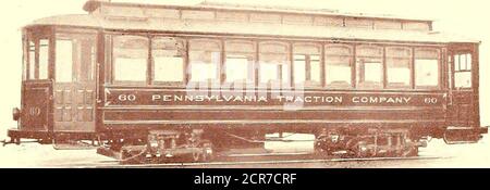 . Journal de chemin de fer de la rue . Standard Twenty FootClosed ou Box car MONTÉ SUR LA BRALL No. 21 E TRUCK Vestibuled car pour la PENNSYLVANIE TRACTION CO. 25 pieds fermé car avec les scats longitudinaux, les extrémités de vestibule. Portes pliantes. MONTÉ SUR LES CHARIOTS À TRACTION MAXIMALE EUREKA. Banque D'Images