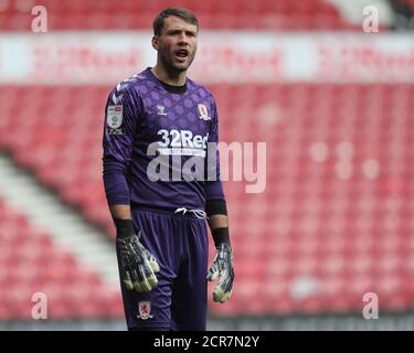 MIDDLESBROUGH, ANGLETERRE. 19 SEPTEMBRE 2020 Marcus Bettinelli de Middlesbrough pendant le match de championnat Sky Bet entre Middlesbrough et Bournemouth au stade Riverside, Middlesbrough. (Credit: Mark Fletcher | MI News) Credit: MI News & Sport /Alay Live News Banque D'Images