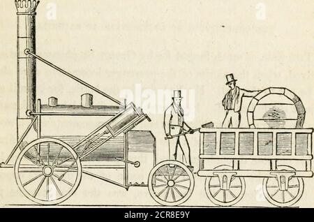 . La vie de George Stephenson, ingénieur de chemin de fer . Worth Railway dans le but de l'expérience. La nouvelle chaudière a été trouvée parfaitement réussie. Le steama été élevé rapidement et continuellement, et en une quantité qui semblait alors merveilleux. Le même soir, une lettre a été dépatchée à George Stephenson à Liverpool, l'informant, à * la modification par la suite faite dans l'explosion du Rocket, après la compétition Rainhill, par laquelle les deux tuyaux de sortie séparés ont été jetés en un, comme dans les moteurs originalKillingworth, a été adopté plutôt avec la vue de réduire l'occupation de l'espace Banque D'Images