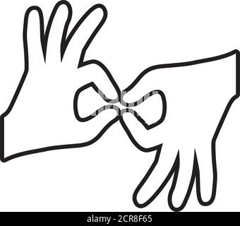 icône de langue des signes mains sur fond blanc, style de ligne, illustration vectorielle Illustration de Vecteur