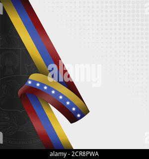 Dessin vectoriel du drapeau du venezuela avec armoiries en arrière-plan, à utiliser dans les médias sociaux post Illustration de Vecteur