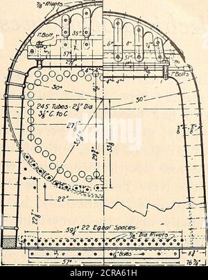 . Maître mécanicien de chemin de fer [microforme] . exprimé comme surface de chauffage totale = 205 vt., où vt.= volume des deux bouteilles en cu. Ft. Dans la mesure où les principales caractéristiques d'intérêt incarnéesdans cette conception sont apparentes dans la chaudière, nous accompagnons la gravure en demi-teinte de la locomotive par des dessins de la chaudière uniquement. La considération de cette conception montre un effort pour assurer la libre circulation de l'eau et de toréduction de la surface de chauffage du tube, une surface à laquelle trop de muchvalue a été attaché dans de nombreux cas. Le tableau suivant présente les dimensions principales des nouvelles locomotives : jauge 4 ft. 8 y2 po CY Banque D'Images