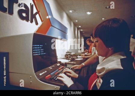 L'information et de guichet d'Amtrak à Chicago la gare Union, un des plus actifs dans le système, Juin 1974 Banque D'Images