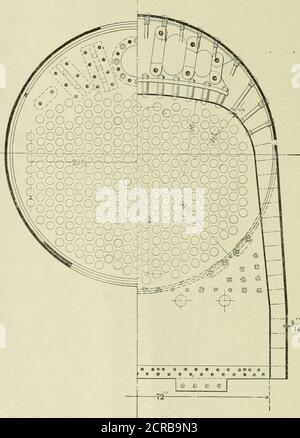 . American ENGINEER and Railroad journal . lbs Less, le rapport d'adhésion est de 4.8, alors que des moteurs de New Haven est de 4.25. Dans d'autres respectsles deux conceptions diffèrent seulement dans des détails tels que le camion de remorque, valvegear, valves, etc. La chaudière, qui est montrée dans l'une des illustrations, est du type à dessus droit, le canon étant constitué de quatre anneaux avec les joints placés sur la ligne centrale supérieure. Dans la courtedôme, la couture est soudée sur toute sa longueur de chaque côté de l’ouverture, les autres coutures étant soudées uniquement aux extrémités. Toutes les formes de losange de bandes intérieures de sout. La boîte incendie i Banque D'Images