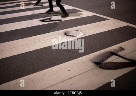 Washington, États-Unis. 19 septembre 2020. Une graffitis de manifestant « ACAB », un acronyme populaire qui signifie « All COPS are Bastards », sur un tableau de concordance lors d'une marche pour la justice raciale à Washington, DC, le 19 septembre 2020 dans le contexte de la pandémie du coronavirus. Le lendemain de la mort de GinsburgÕs, les gens se sont rassemblés à travers la journée devant la cour à un mémorial impromptu avant une veillée plus tard dans la soirée. (Graeme Sloan/Sipa USA) Credit: SIPA USA/Alay Live News Banque D'Images