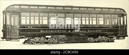 . The Street Railway journal . commodité des compagnies de chemin de fer de rue à une distance de New York. L'un d'entre eux se trouve dans le bâtiment Betz, à Philadelphie, et sera responsable de George E. Pratt; l'autre est à NiagaraFalls, N. Y., et sera responsable de C. J. Harrington. 114 STREET RAILWAY JOURNAL. Vol. XV., n° 2. Voitures neuves construites à Saint-Louis les illustrations ci-jointes montrent deux voitures neuves récemment construites par la St. Louis car Company pour le Bloomington (111.) & Nor-mal Railway Company et Birmingham (Ala) Compagnie de chemin de fer et d'électricité. Ces derniers sont une bonne illustration non seulement de la nouvelle ère dans Banque D'Images