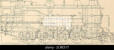 . Maître mécanicien de chemin de fer [microforme] . une telle demande. Pour faciliter la circulation autour de la zone de feu, l'espace d'eau à la boue anneau est faite 4 pouces ^ large andis une preuve de la tendance actuelle vers la fourniture de l'espace ample dans ce particulier. Les cadres sont forts et bien étagés, comme le montre la vue de détail, Fig. 2.le moulage à l'extrémité avant qui assure la double fonction du renfort et du guide de l'axe central pour le chariot, et le moulage formant le renfort horizontal au-dessus de l'essieu sec-ond, soutenant également les supports de la barre de transmission, sont légers, mais bien striés et solides. Exprimé par le formul habituel Banque D'Images