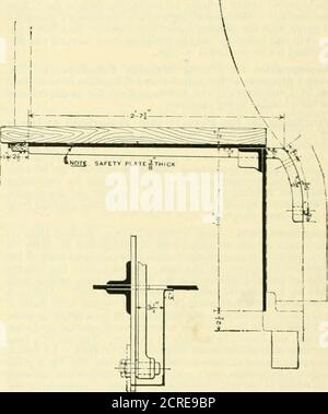 . American ENGINEER and Railroad journal . fer forgé rous, et jiarprend si largement de la caractéristique de la fonte qu'une petite rayure sur sa surface peut causer des problèmes séreux si la pièce en s ) couvercle et exposé à des vibratorysouches. — .1 iiwiiyin Miiniifdi-tnrer. La plaque de sécurité sous le plateau de service.— La compagnie de chemin de fer SouthernPacitic ont ajouté une plaque de sécurité beneathle ruiuiuiing de leurs locomoteurs, pour protéger les moteurs-hommes de la blessure en ca.se de la rupture des tiges de moteur. Il se compose d'une plaque de ii-in. Située juste sous le woodenrunning board et maintenue par des supports, comme sho Banque D'Images