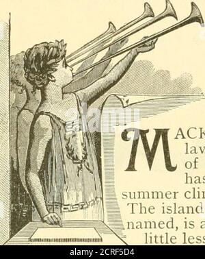 . Mackinac, l'île merveilleuse, Petoskey, traverse City et d'autres stations d'été du nord du Michigan. ^ 01S BLANC IJ) LAND Copurifllif, 1891. hii C. L. LockwoocI ■ i fs—Grand Rapids & Indiana Railroad. ÎLE MACKINAC. L'ÎLE ACKINAC, baignée par les brises et lavée par les eaux des trois plus grands lacs d'Amérique - supérieur, Michigan et Huron - a le plus égable, exaltant et délicieux chmate de 5ummer de n'importe quel endroit dans la zone tempérée nord. ^ l'île, située au confluent des grands lacs ^^nommés, est d'environ neuf milles de circonférence, contenant un peu moins de trois Banque D'Images