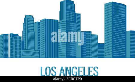 Paysage américain du centre-ville avec gratte-ciel et immeubles en hauteur. Illustration de Vecteur