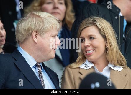 Le Premier ministre Boris Johnson et la fiance Carrie Symonds à Twickenham. Angleterre contre pays de Galles. 7/3/2020. CRÉDIT PHOTO : © MARK PAIN / PHOTO DE STOCK D'ALAMY Banque D'Images