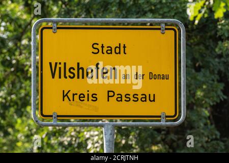 Vilshofen an Der Donau, Allemagne. 17 septembre 2020. 'Ville de Vilshofen an der Donau - Kreis Passau' est écrit sur un nom de lieu. Credit: Armin Weigel/dpa/Alay Live News Banque D'Images