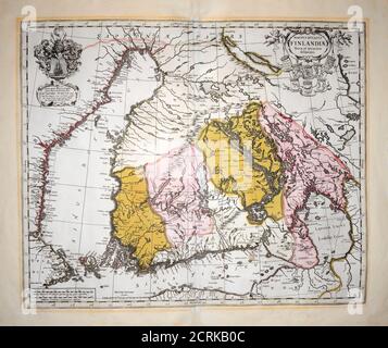 Magnus Ducatus FINLANDIAE. Nova et exact délimite. Cette carte est basée sur la carte d'Anders Burus de l'Europe du Nord, 1626. Gerhard Valck, (Valk), a Banque D'Images