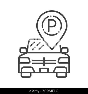 Icône de la ligne noire du parking gratuit. Symbole d'entretien supplémentaire. Panneau des équipements de l'hôtel. Pictogramme pour page Web, application mobile, Promo. Élément de conception UI UX GUI Banque D'Images