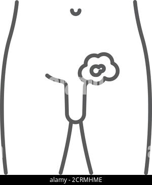 Icône noire de la ligne de cancer du testicule. Concept de maladie d'organe mâle. Néoplasme malin. Illustration de Vecteur