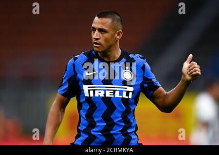 Milan, Italie. 19 septembre 2020. MILAN, ITALIE - 19 septembre 2020 : Alexis Sanchez du FC Internazionale gestes pendant le match de football amical d'avant-saison entre le FC Internazionale et Pisa SC. Le FC Internazionale a remporté 7-0 victoires au-dessus de Pisa SC. (Photo de Nicolò Campo/Sipa USA) crédit: SIPA USA/Alay Live News Banque D'Images