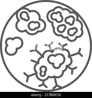 l'icône de la ligne noire de la cellule de l'lancer. Concept de néoplasme malin. Croissance des métastases. Illustration de Vecteur